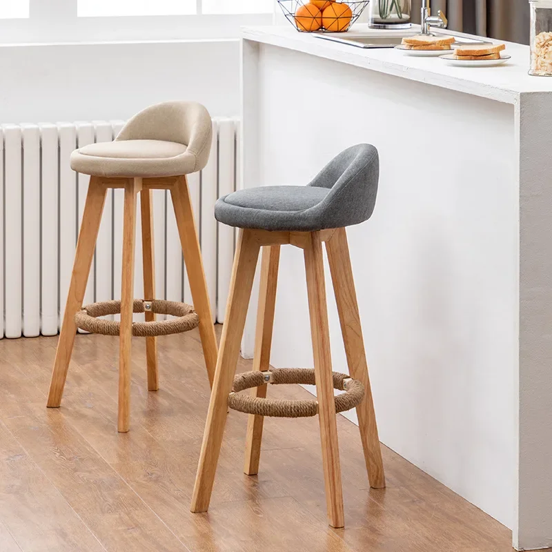 

Nordic leisure bar chair household solid wood high stool modern simple bar chair high chair rotatable bar stool