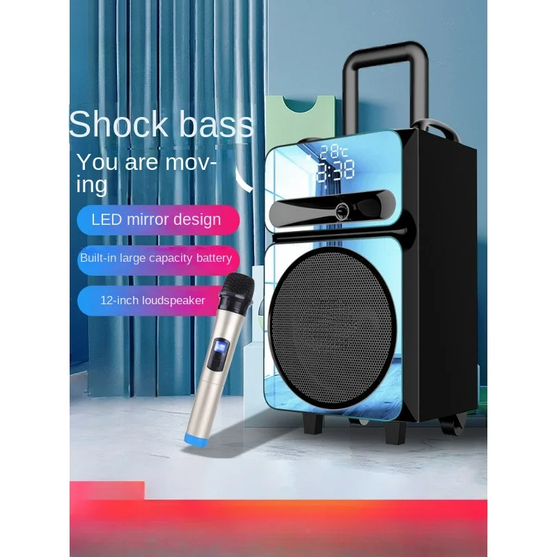 Square Dance Audio Mobile Pull Bar Speaker Outdoor Karaoke Bluetooth High Volume Dancing Extra Bass