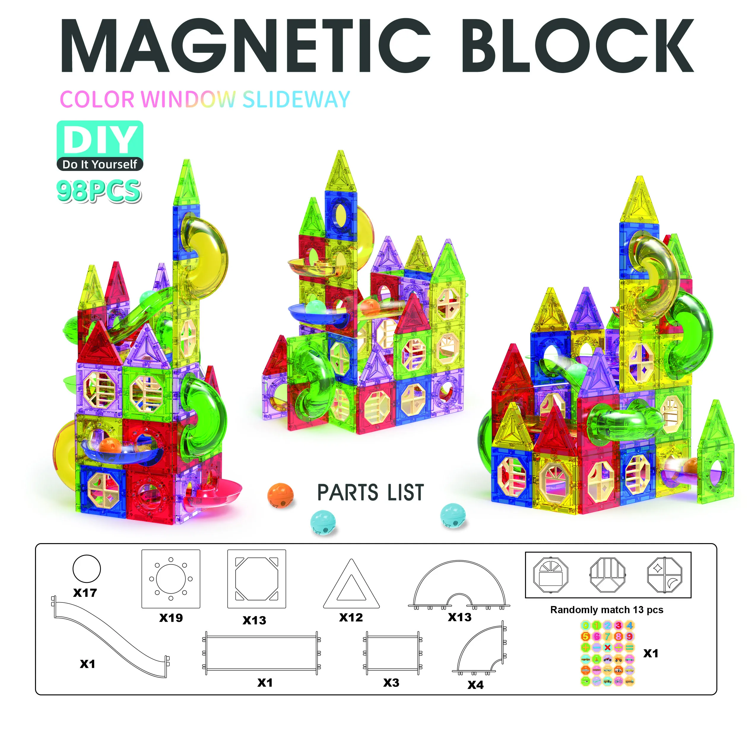Mini ensemble de voies en marbre-jouet de blocs de Construction de piste magnétique-blocs d'empilage de Construction-jouets éducatifs STEM