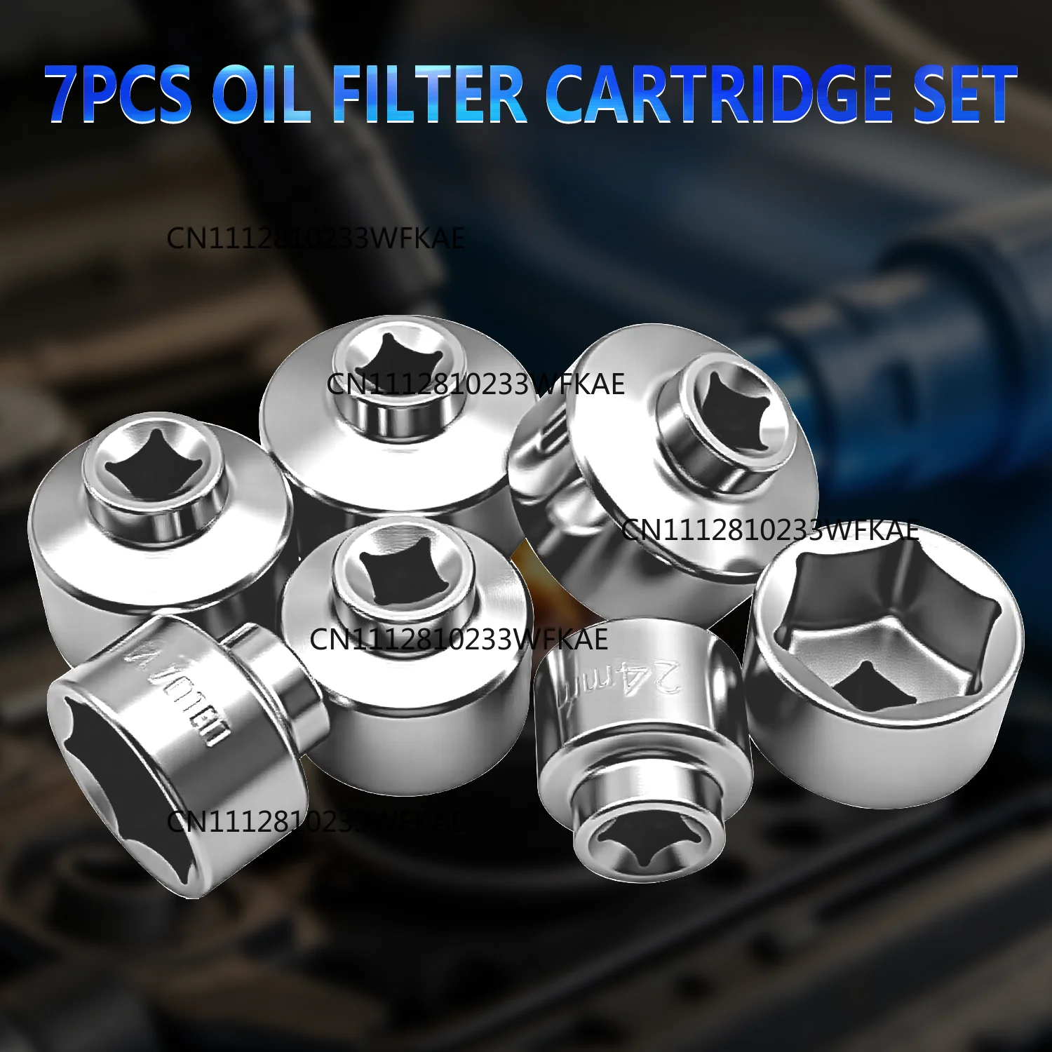 7-piece oil filter socket wrench set, 24mm to 38mm for Mercedes-Benz, BMW, VW, Audi, Boston and more