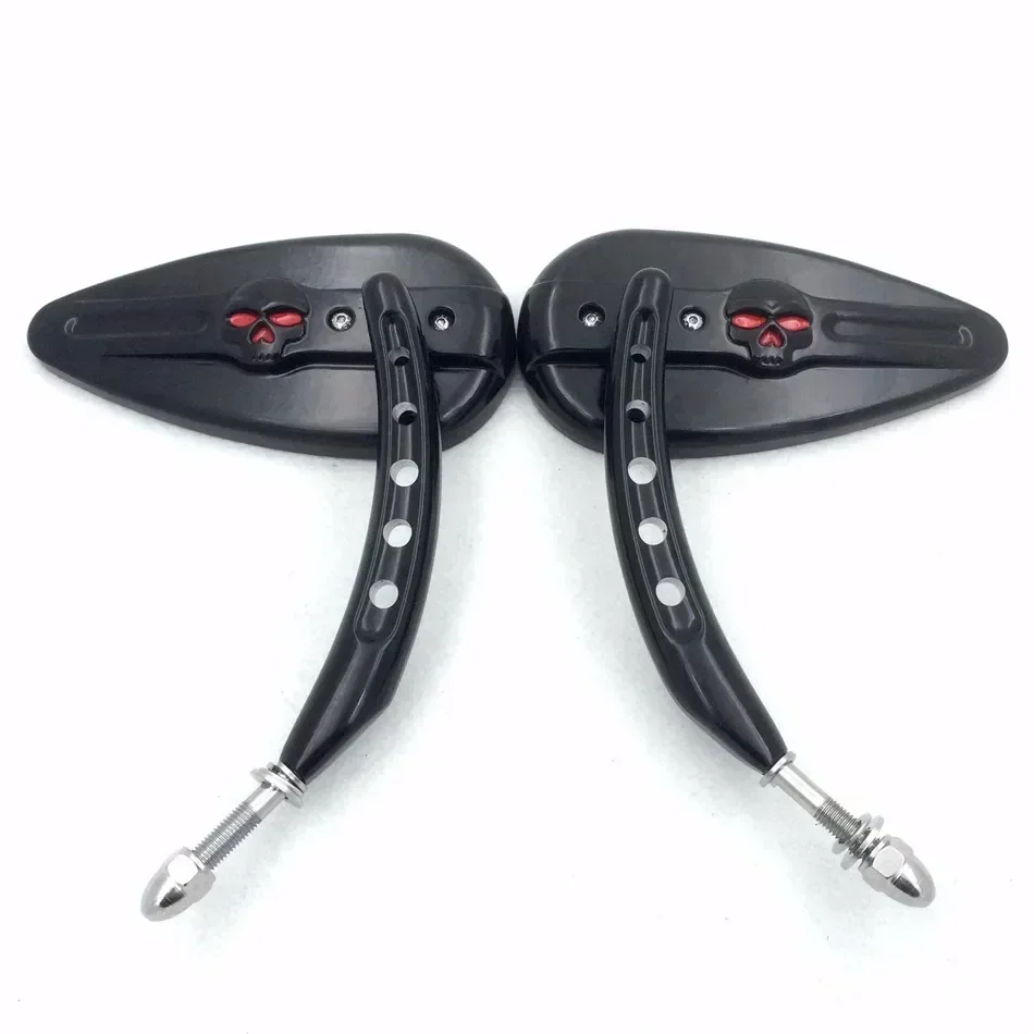 Motorcycle Accessories Retroviseur Skull Side Mirrors Raindrop Shape for Harley Dyna Super Glide