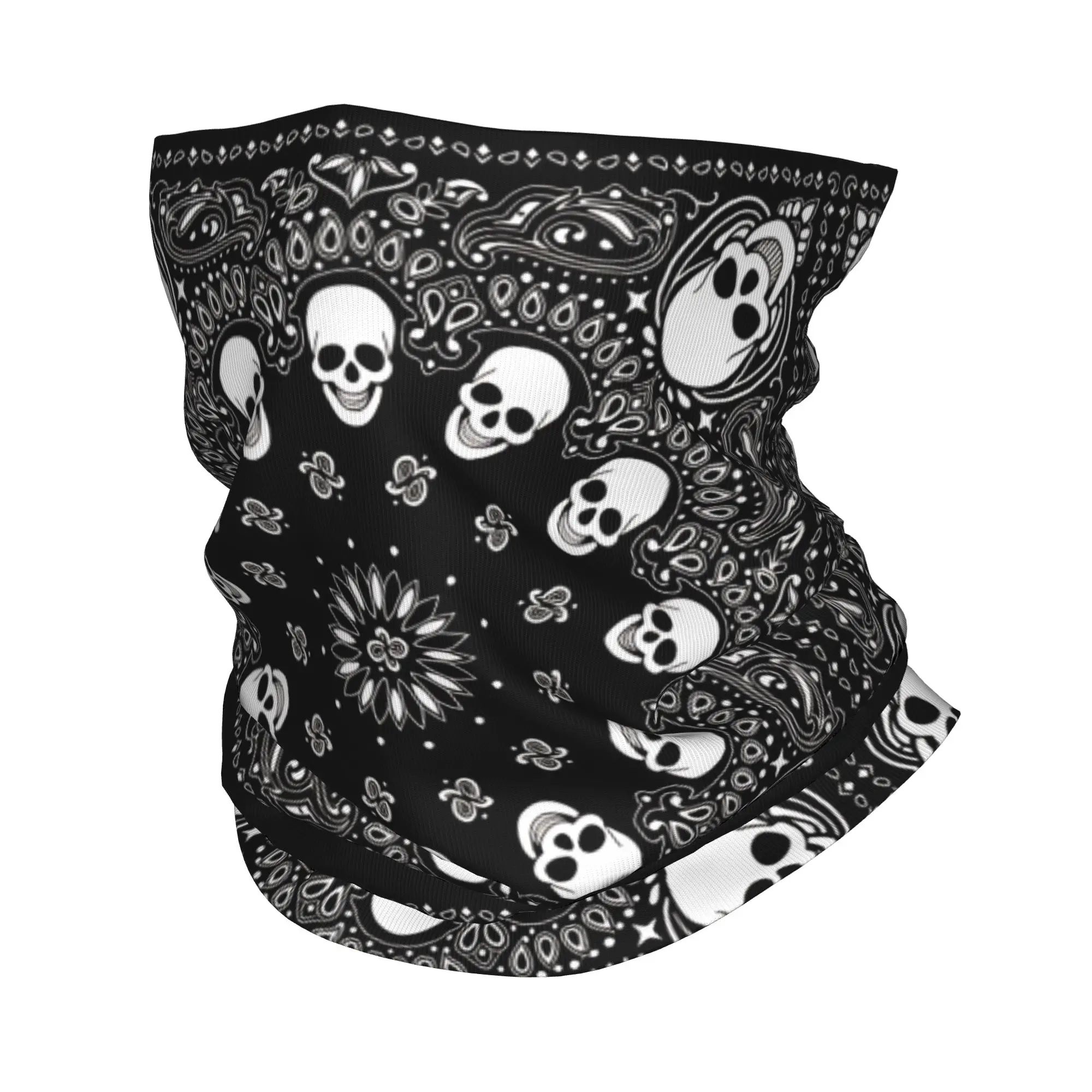 Mandala Skull Black White Balaclava  Hunting Fishing Tactical Mask Women Funny Dustproof Bicycle Mask Neck Cover Neck Gaiter