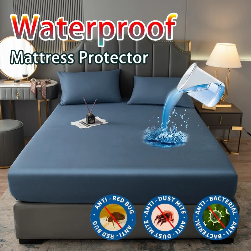 Luxury 100% Waterproof Mattress Protector Premium Brushed Fitted Bedsheet Soft Anti Bacterial Bedshe