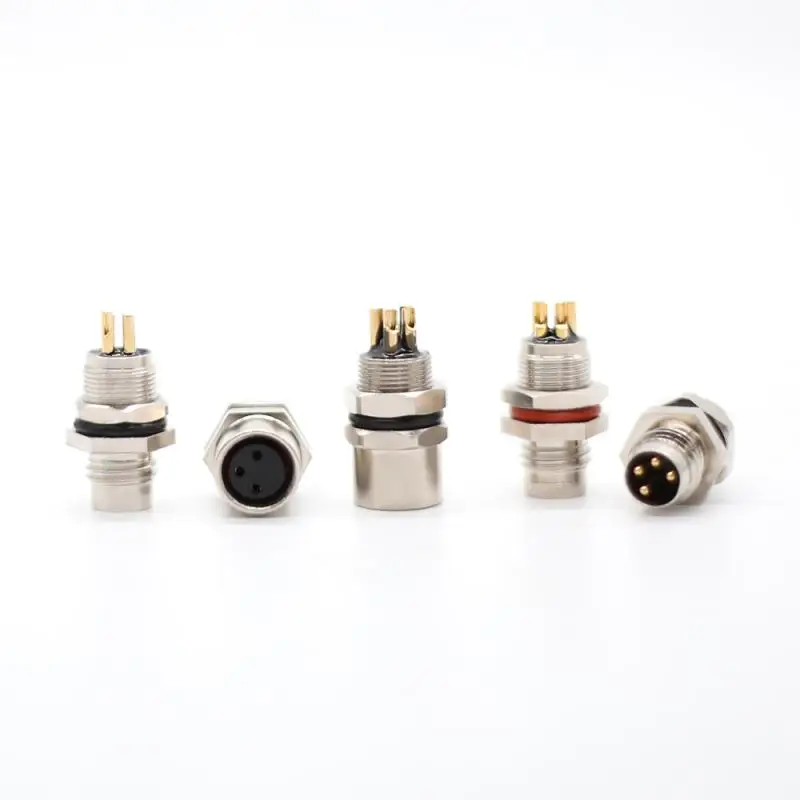 Connecteur de capteur de montage avant et arrière pour panneau M8, raccord fileté à vis, mâle et femelle, 3,4,5,6,8 conducteurs, aviation, type A