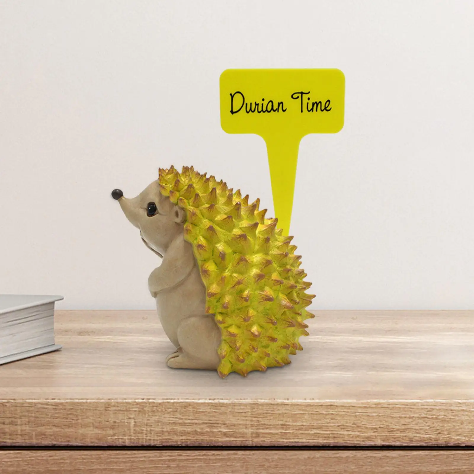 Durian Hedgehog Statue Animal Figurine with Insert Plaque Creative Garden Decorations Landscape Sculpture for Lawn Patio Cafe