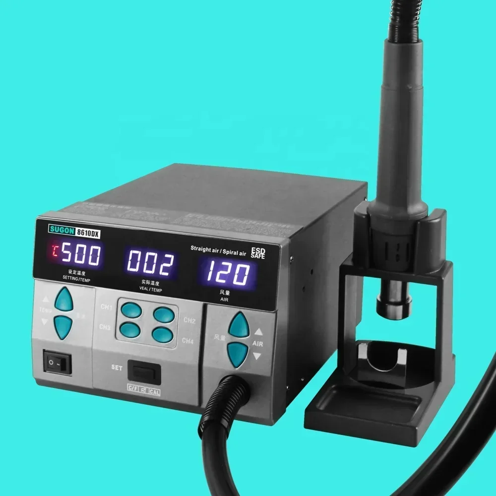 

Sugon 8610dx Оригинальная паяльная станция Smd 1000 Вт Move IC Станция для распайки термофена