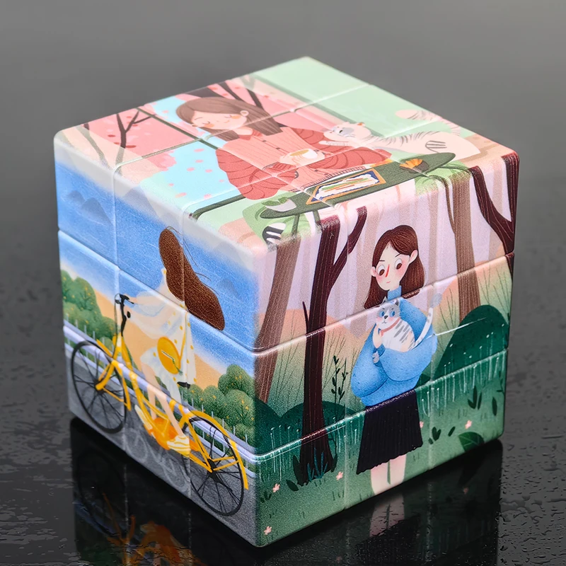 Printing  Cartoon Beauty  3/3C 3x3 Magic  3x3x3 Layers Speed Cube Professional Puzzle Toys For Children