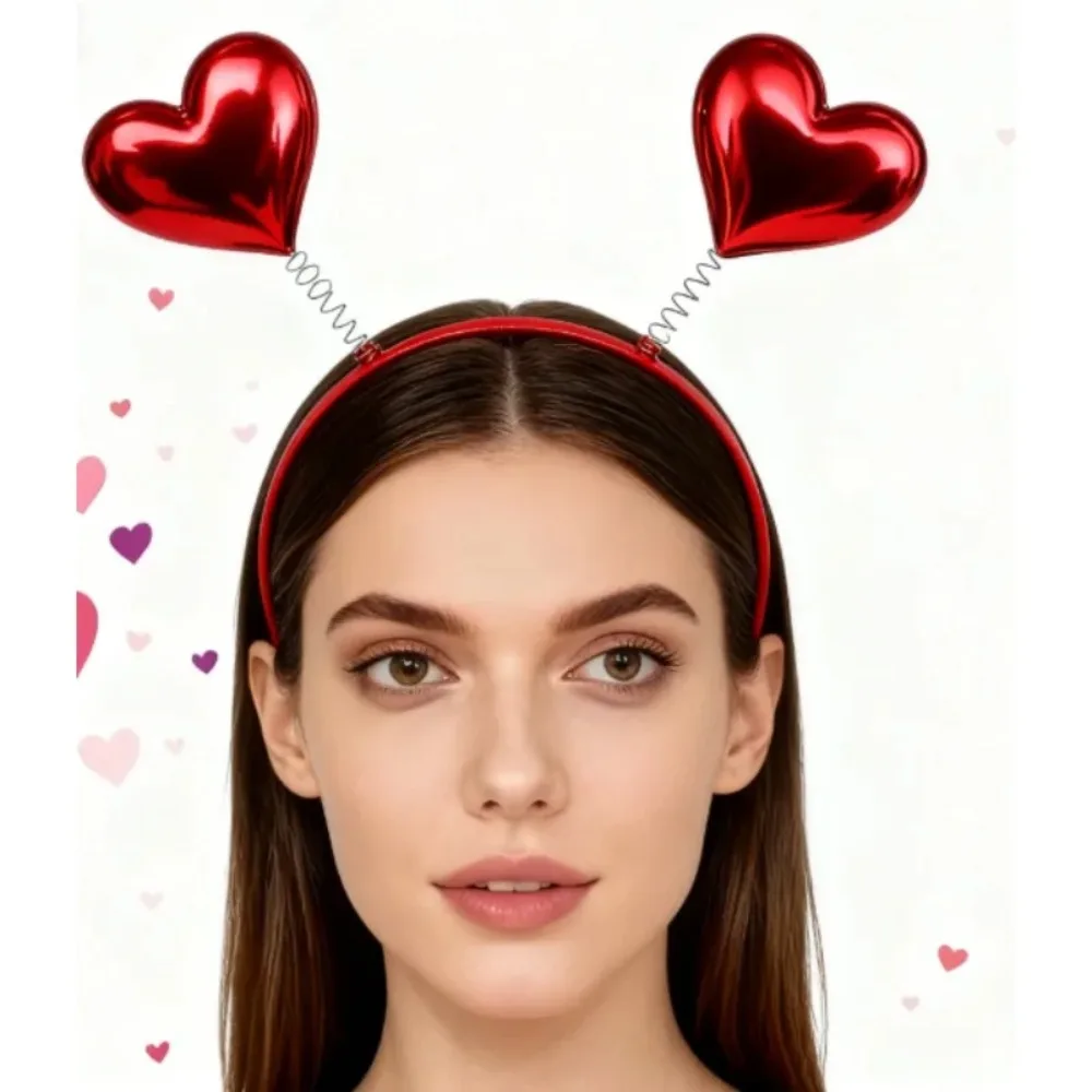 PESENAR Valentine's Day headdress: featuring two shiny red hearts, exuding a romantic atmosphere