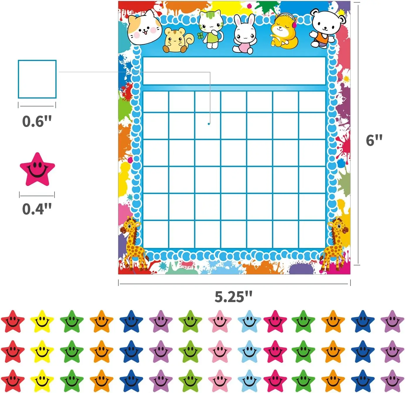 80 Pack Classroom Incentive  Reward Chart for 2 Designs with 2400 Pieces Colorful Star Stickers for Students Classroom Teaching