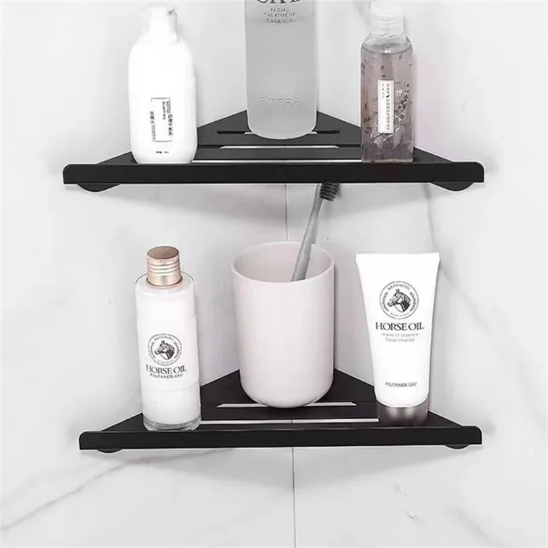 1Pcs Bathroom Corner Shelf Single Layer Stainless Steel Bathroom Shelf Wall Mounted Shower Storage Bathroom Accessories