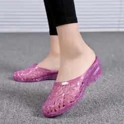 Deodorant Crystal Shoes Wedges Slippers Woman Outerwear Slides Women Summer Heels Female Footwear Close toes Purple Apricot Blue