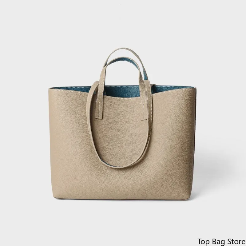 Minimalist Sophisticated Work Tote Bag for Women Genuine Leather Large Capacity Shoulder Bag Luxury Handbag Fashion Trend