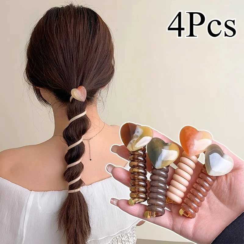 4Pcs Multifunctional Minimalist Phone Line Hair Loop Bubble Braid Headband High-quality Ponytail Hair Rope
