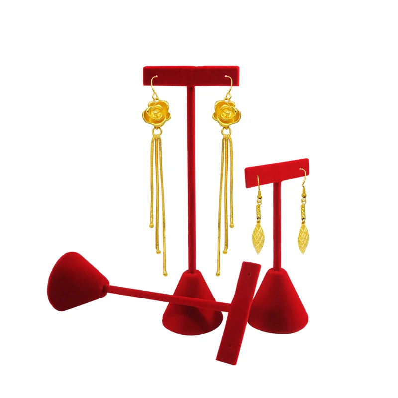 High-End Velvet Or Leather Earrings Display Storage Rack High, Medium And Low Size Jewelry Display Props Earrings Display Props