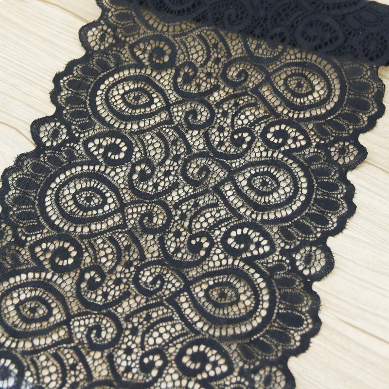 (3 meters/roll) 180mm Black Embroidery Wlastic Lace Fabric French Hollow Underwear Laces Trim DIY Hollow Underwear Ribbon