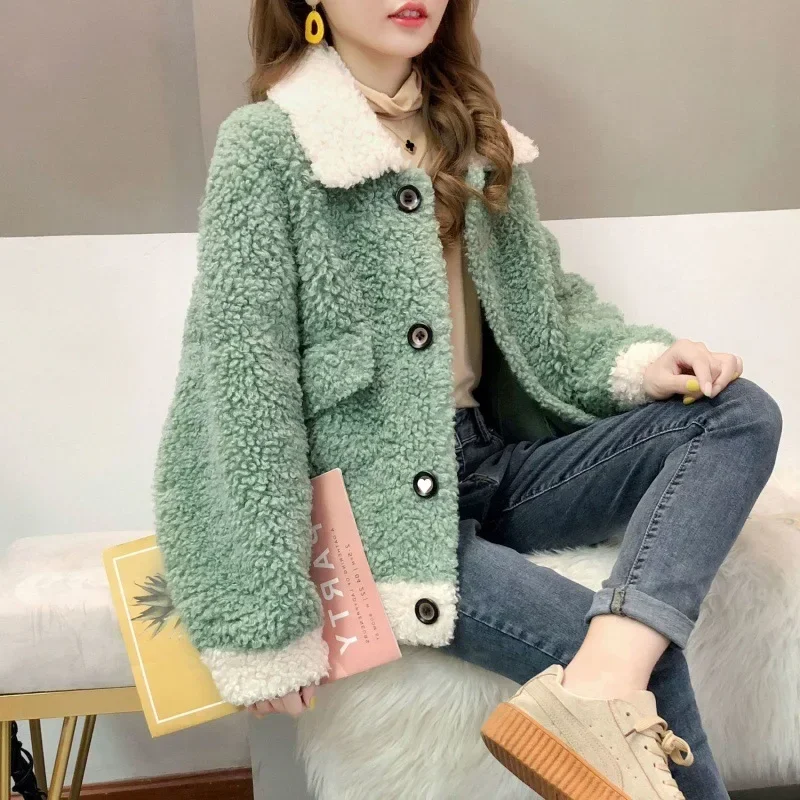 

Женская толстовка с флисовой подкладкой, кардиган, утепленная куртка из овечьей шерсти, свободный крой, осень/зима, вязаная теплая женская верхняя одежда