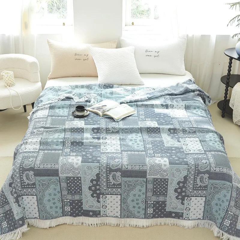 Sofa Blanket Bohemia Tassel Double Cotton Gauze Quilts For Home And Comfort Sofa Bed Cover Blanket Bedspread On The Bed Sheet