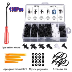 100Pcs Plastic Bumper Clips 6 Size Car Clips Rivets Fasteners Auto Push Type Pin Retainer Trim Kit with Fastener Remover