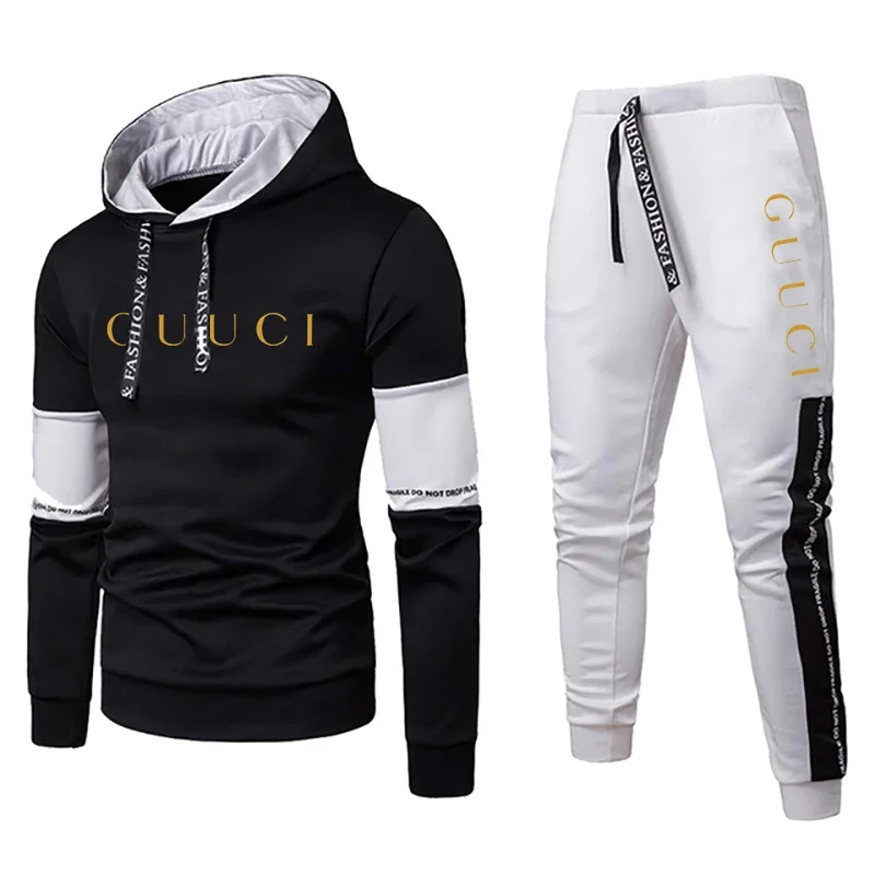 2024 Men\'s Sweatshirt Set New Hoodies+Sweatpants Tracksuit Outfits Jogger Brand Print Sport Suit Male Pullover Streetwear Cloth