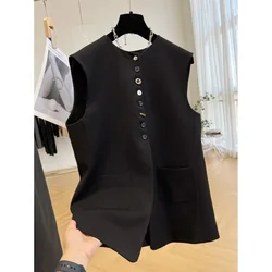 Chalecos Para Mujer V Neck Black Vest Women Chaquetas Femme Y2k Blazers Waistcoat Streetwear Jaqueta Feminina Top Crop