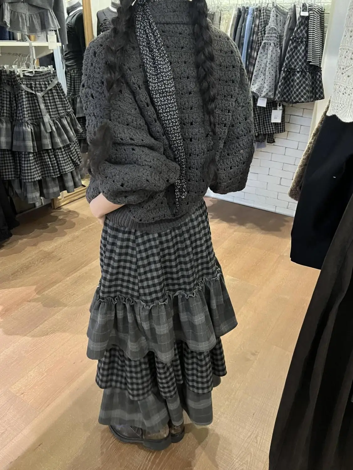 Heavy Embellished Vintage Style Puffy Half Skirt Women's Autumn Winter New Design Loose Fit High Waist Cake Skirt