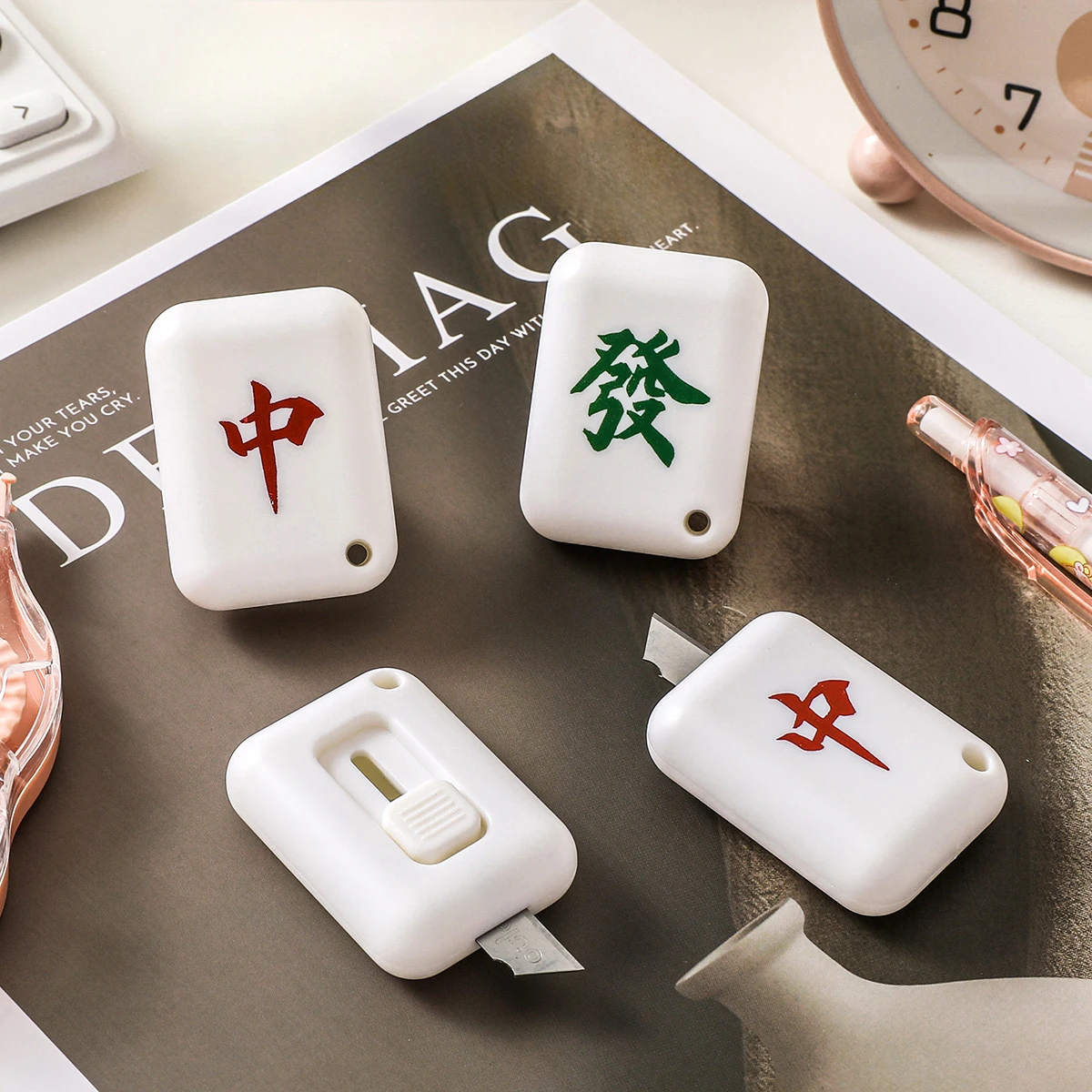 Mini Portable Craft Knife Set CuteUtility Cutter for Unboxing Journaling Safety Blades Chinese Mahjong Envelope Opener Gift