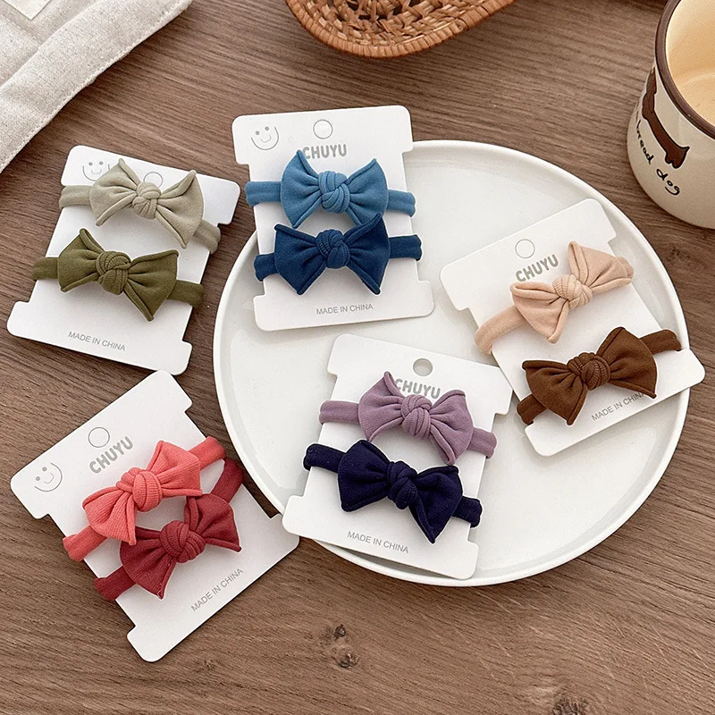 

Basic Morandi Hair Ties for Baby Boys Girls Soft Cotton Photography Props Bow Towel Scrunchies Gentle Elastic Ponytail Holders