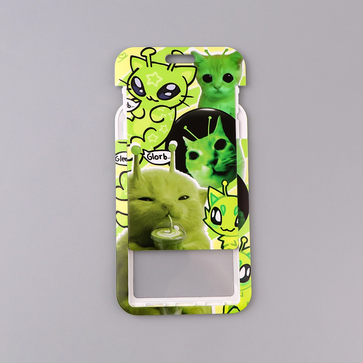 Alien Green Cat Credential Holder Lanyard, Fun Gift