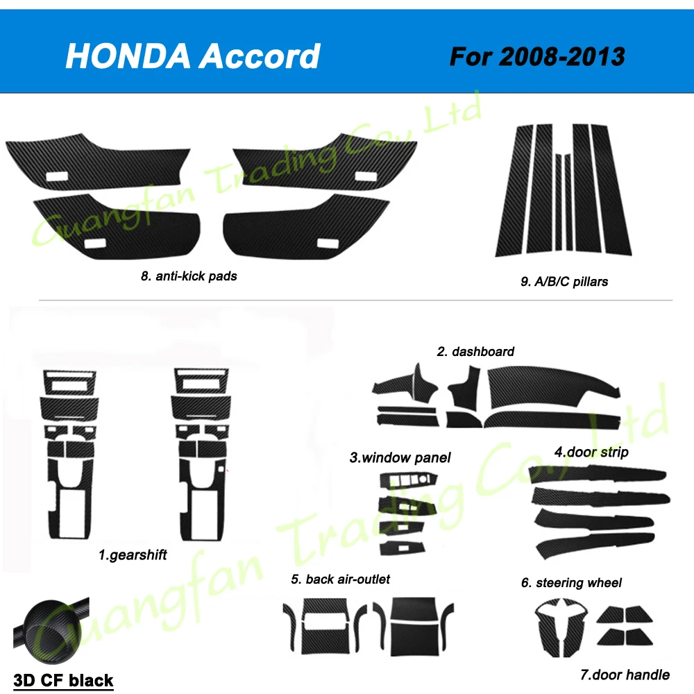 

Car-Styling 3D/5D Carbon Fiber Car Interior Center Console Color Change Molding Sticker Decals For HONDA Accord 2008-2013