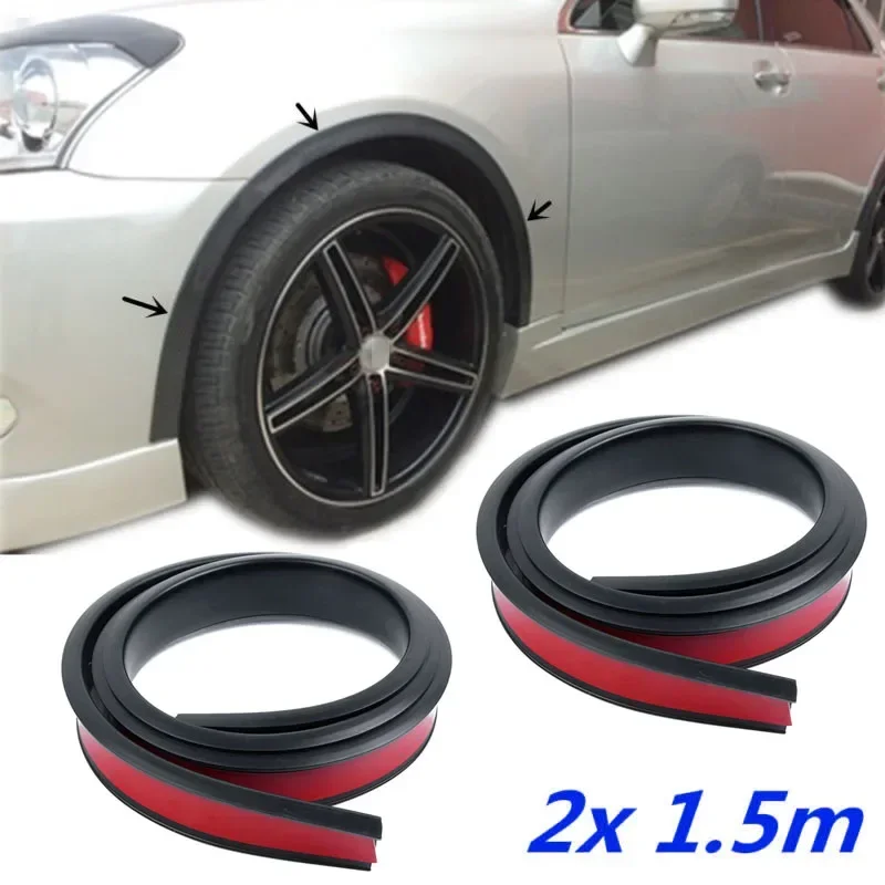 VERYUS 2pcs Car Wheel Protection Universal Rubber Arch Protector Car Fender 1.5M Anti-collision Strips Car Wheel Flares Sticker