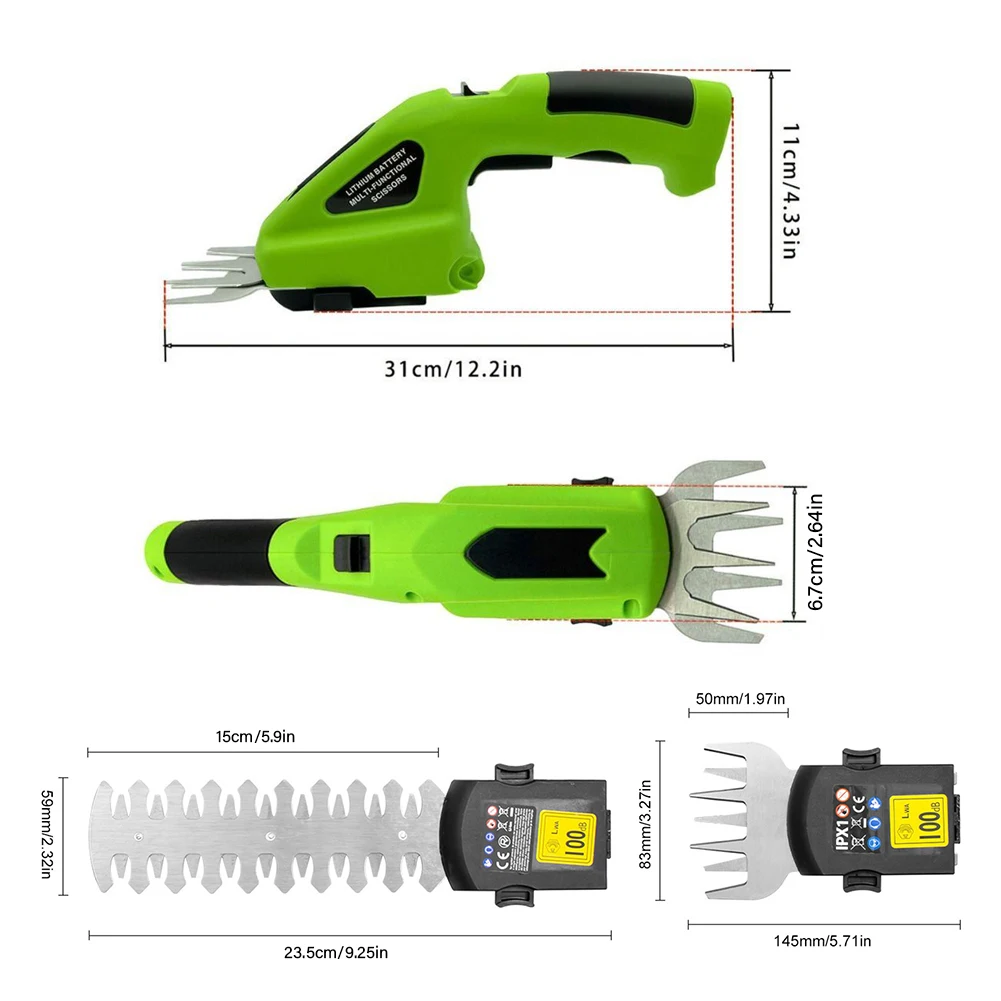 2 in 1コードレス電動ヘッジトリマー 2000mAhコードレス草刈り機 7.2V充電式草刈り機 除草芝刈り機