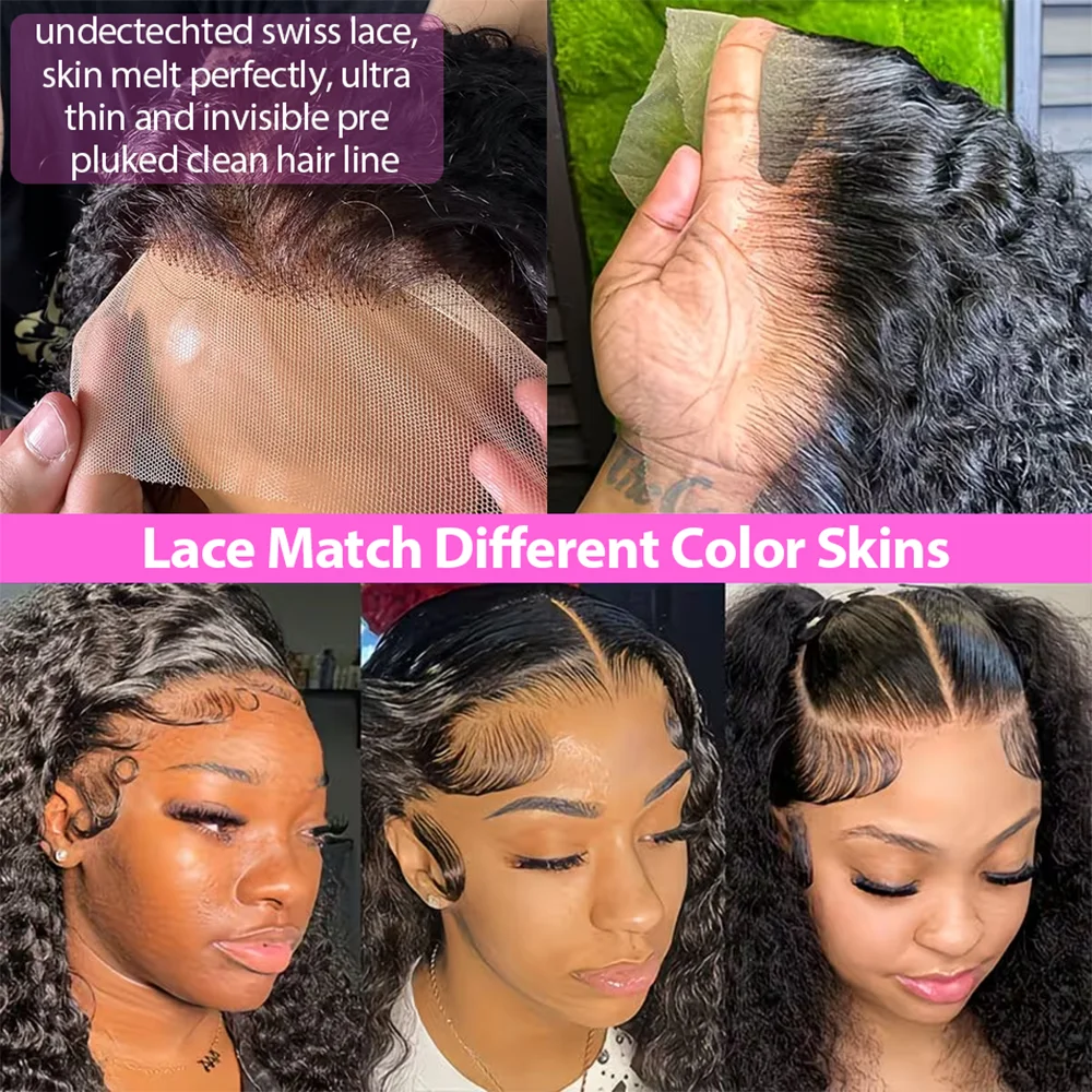 250 Density Deep Wave Wigs 13x6 HD Lace Front Human Hair Wig Brazilian 13x4 HD Lace Frontal Wig Water Wave Human Hair Wigs 5x5 Ready to Go HD Lace Glueless Wigss for Black Women view 4