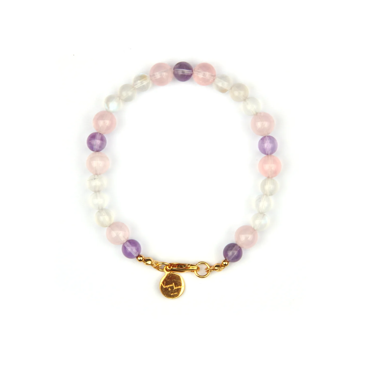 

Starlight Rose Quartz & Bolivian Amethyst & Blue Moonstone Blush Aura Bracelet
