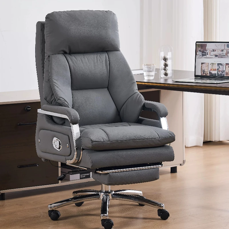 Modern Luxury Genuine Leather Executive Office Seating Retractable Footrest Work Furnish for Home & Corporate Manager Workspace