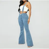 Kinsaga Plus Size Suspender Flare Jeans Jumpsuits Wide Leg Denim Overalls Vintage Streetwear Bib Pant One Piece Bandage Outfits