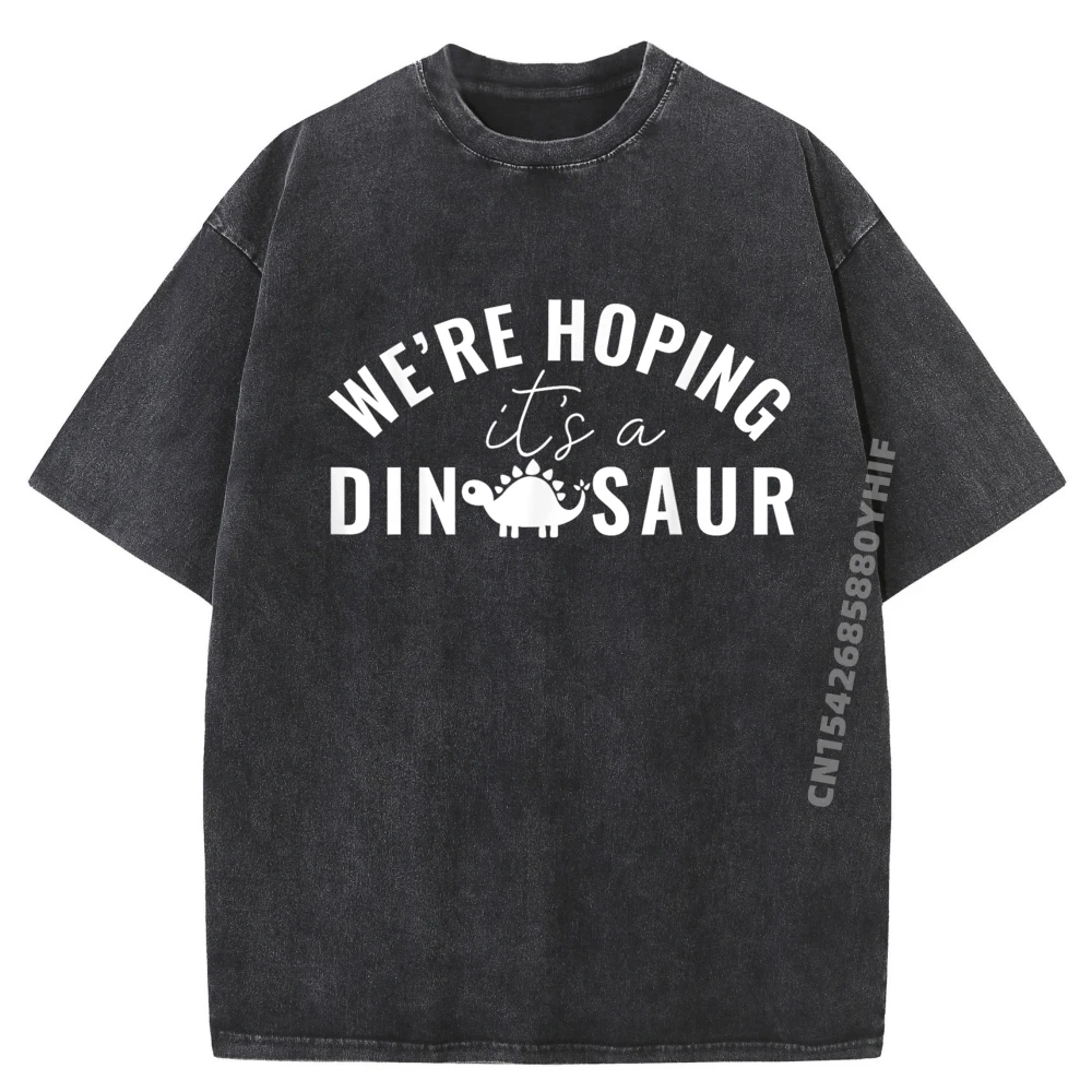

We Re Hoping It Is A Dinosaur Mamasaurus Pregnancy Men Graphic Tees Meme Tshirt Illustration Printed Tees Soft Washed Shirt