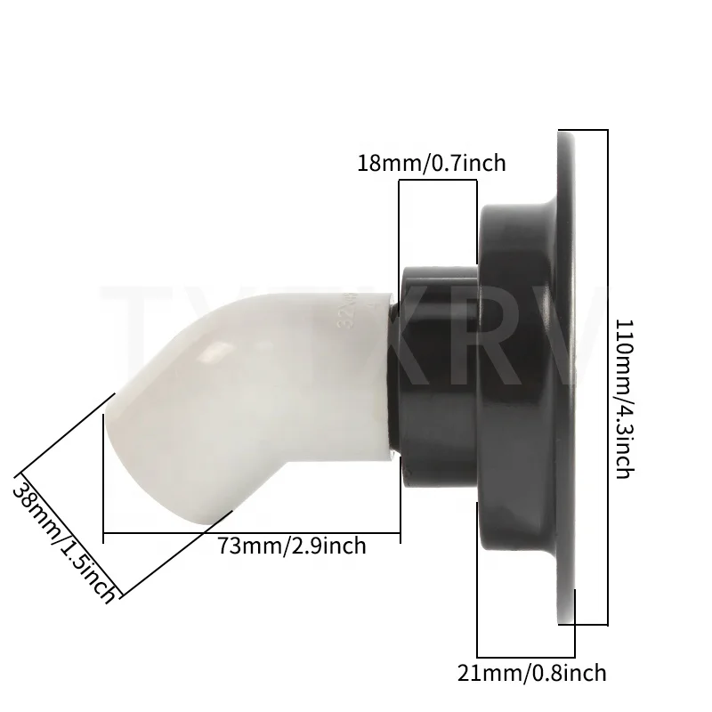 غطاء ملء مدخل RV أسود مع مفتاحين لمقطورة التخييم ر