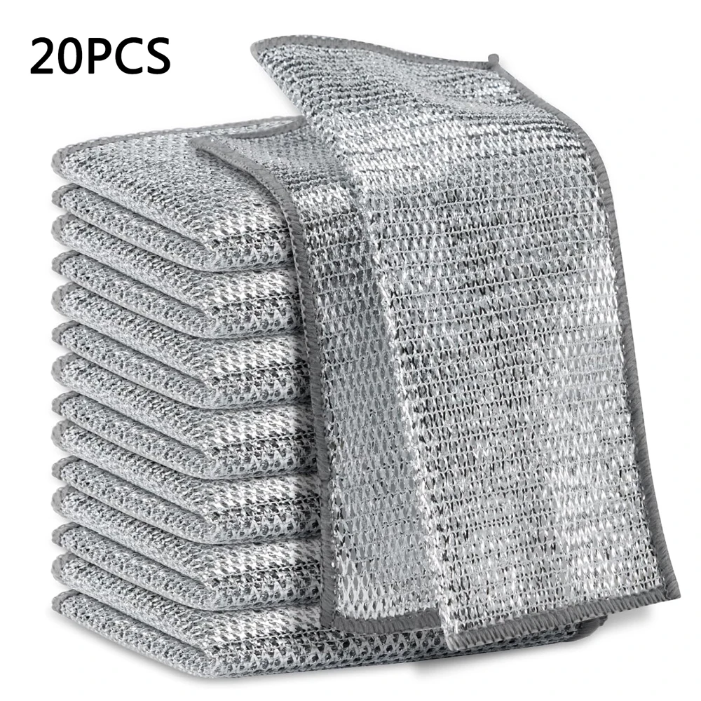 

20Pcs Multifunctional Non-Scratch Wire Dishcloth,Wire Mesh Knit Cleaning Dishwashing Rags Washing for Dishes,Sinks,Stove Tops