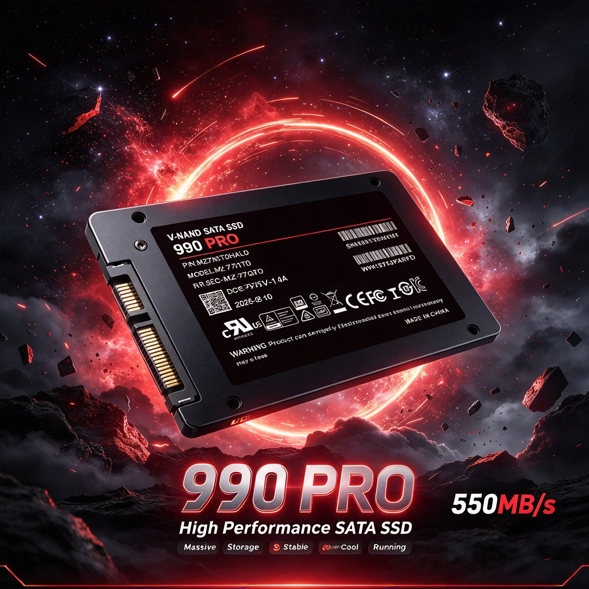 1TB/2TB/4TB 990 PRO Built-in SSD, SATA III 2.5-Inch, Internal HDD Hard Disk, Desktop, Laptop, Microcomputer. Nitro Core.
