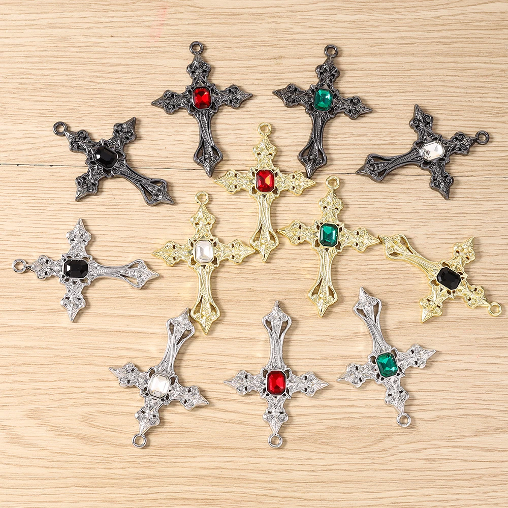 Tusember 5 Stück 39*54mm Gothic Steampunk Kreuz Anhänger Charms Passend für Original Armband Halskette Damen Schmuckherstellung Geschenke – Detail 2