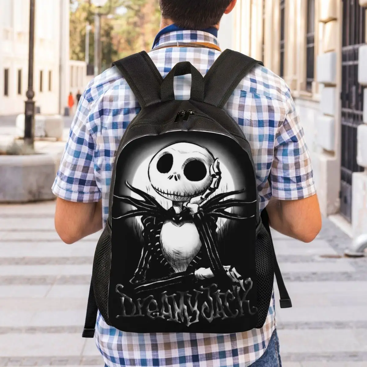 The Nightmare Before Christmas Backpack Men Women Basic Bookbag for School College Horror Movie Skeleton Jack Night Bags