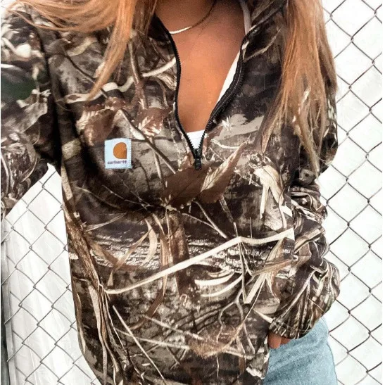 2026 Women's Spring or Summer Trendy Versatile Comfortable Loose Casual Slim Printed Zipper Half Turtle Collar Sweater for Women