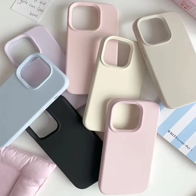 Minimalist Solid Color Liquid Frosted Phone Case For iPhone Duo 18 17 Air 16 15 14 13 12 11 Pro Max 16 Plus Advanced Back Cover