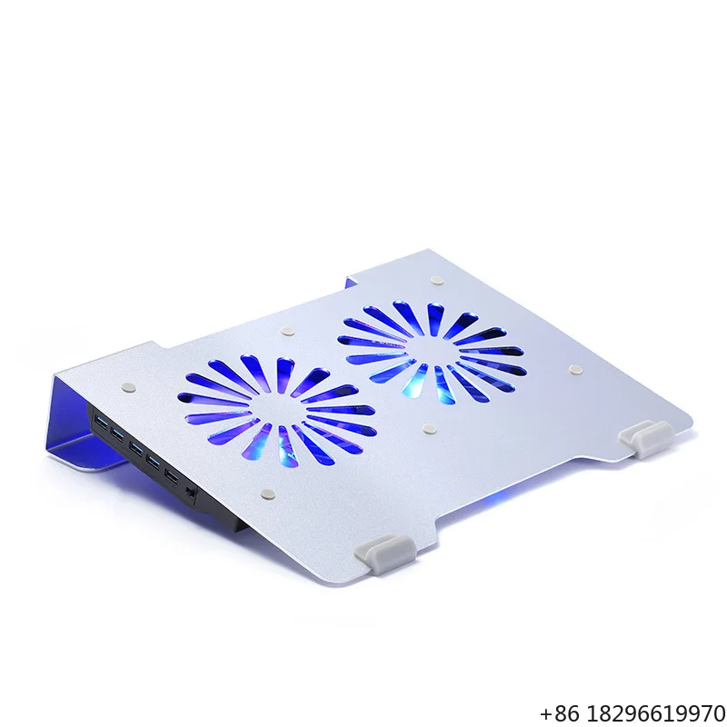 Slim Quiet Adjustable Laptop Pad Stand With Double Radiator Fan