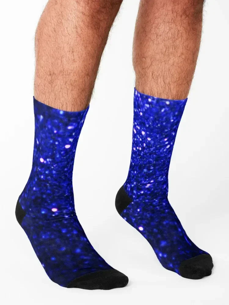 Sparkling Dark Blue Glitter Socks kawaii new in\'s bright garter Women\'s Socks Men\'s