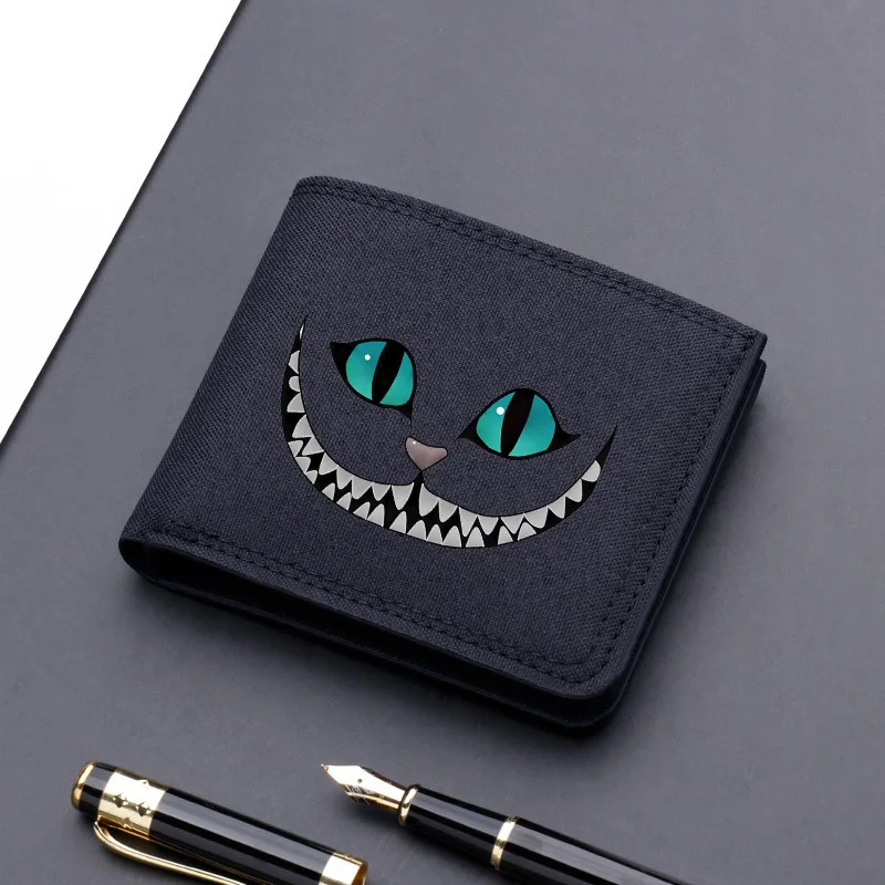 

Alice in Wonderland Canvas Men Wallet Card Holder Wallet Male Money Bag ID Photo Bank Holder Short Purse Credit Card Case Bag