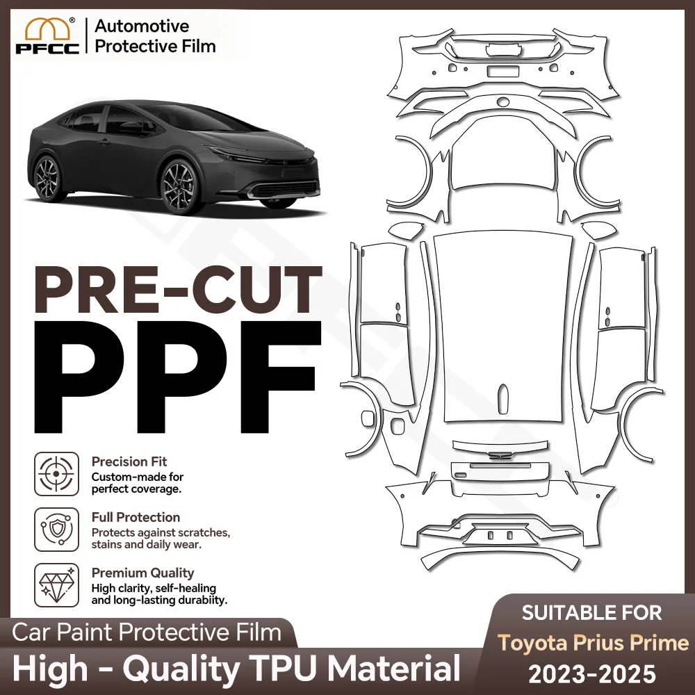 For Toyota Prius Prime 2023-2025 TPU Paint Protection Film Clear Bra Car Body Anti-Scratch Pre-cut PPF Resistant Invisible Kit