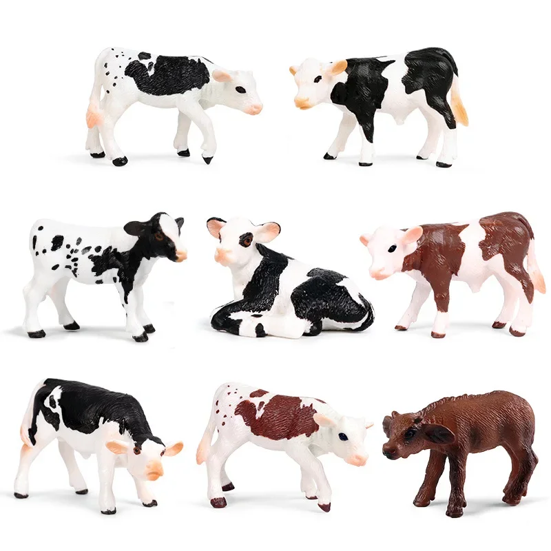 Simulazione fattoria Animale Pascolo Modello di mucca Bambola in miniatura Giocattoli per bambini Simpatico bovino Toro Acqua Bufalo Action Figure Figurine Regalo