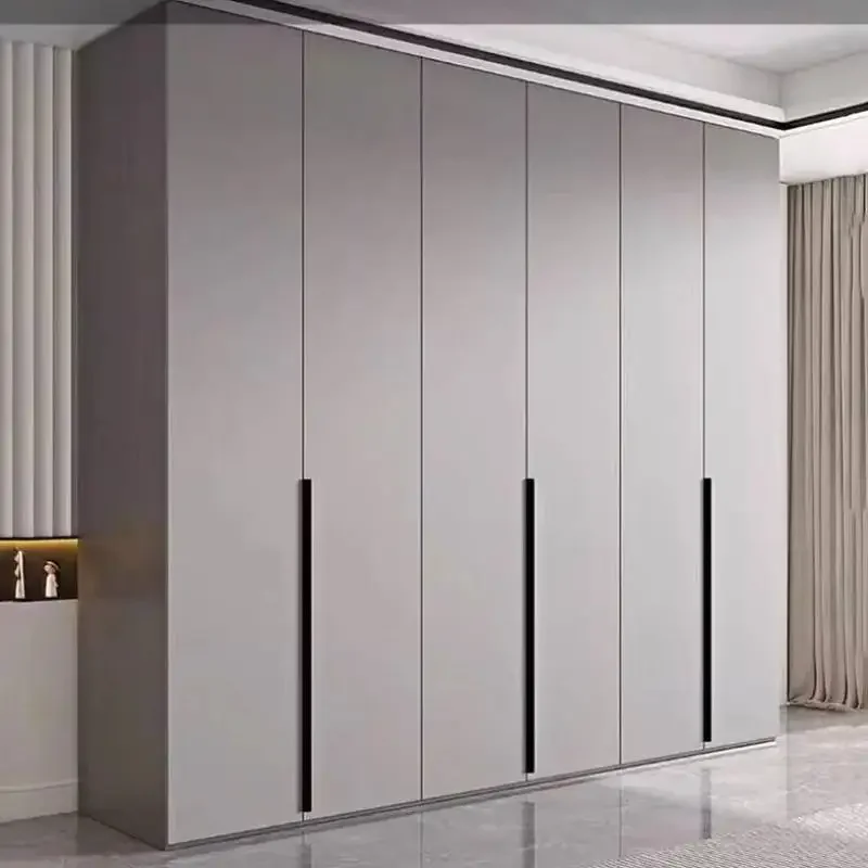 

Luxury Clothes Storage Wardrobe Modern Luxurious Portable Organizer Wardrobe Gray Wooden Ropero Armable De Ropa Home Furniture