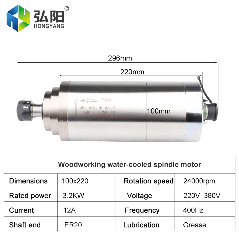 CNC Spindle 3.2kw ER20 Water-Cooled Spindle Motor 220V 380V Woodworking Spindle 4 Bearings For CNC Router Engraving Machine